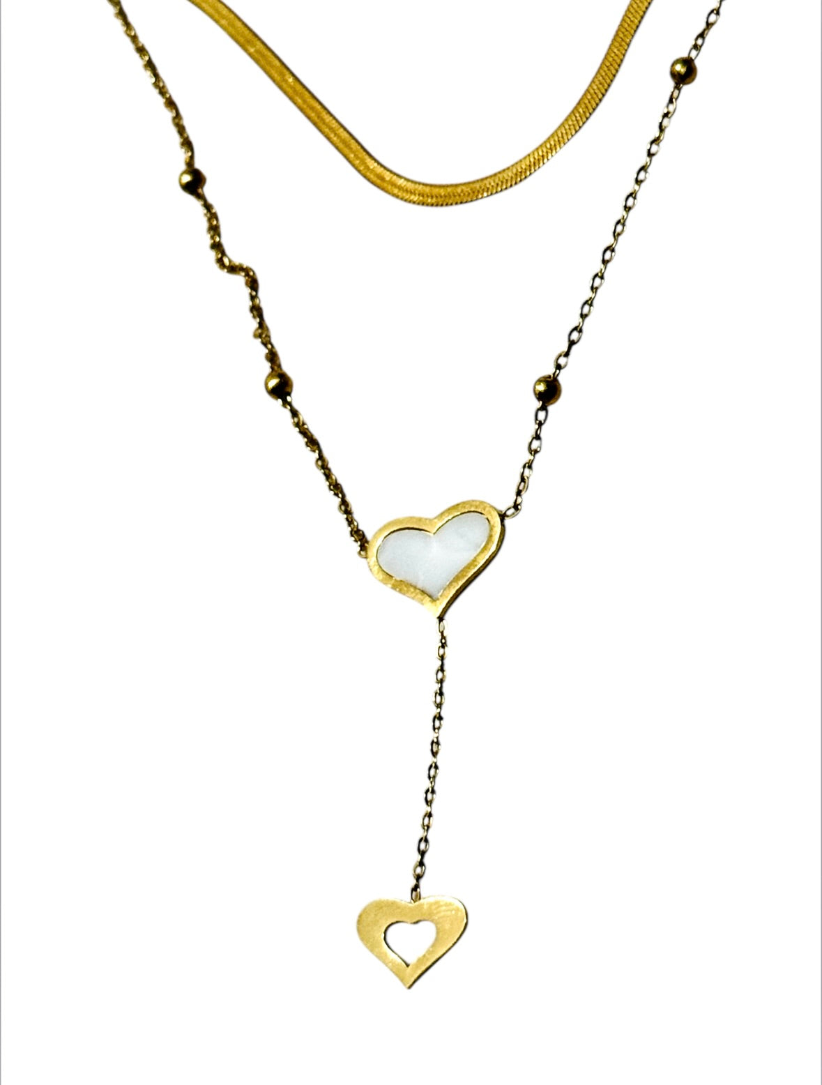 Collar de Doble Capa con Corazones