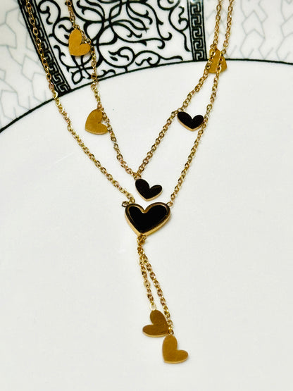 Collar de Doble Capa con Corazones