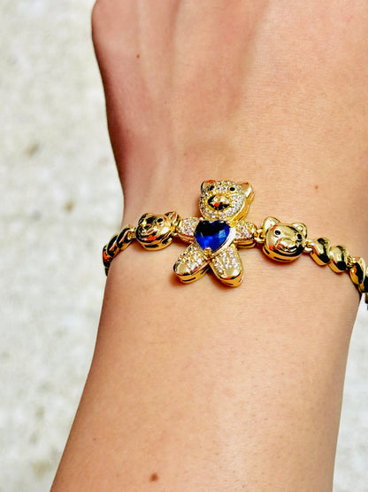 Pulsera con Ositos y Corazón Azul