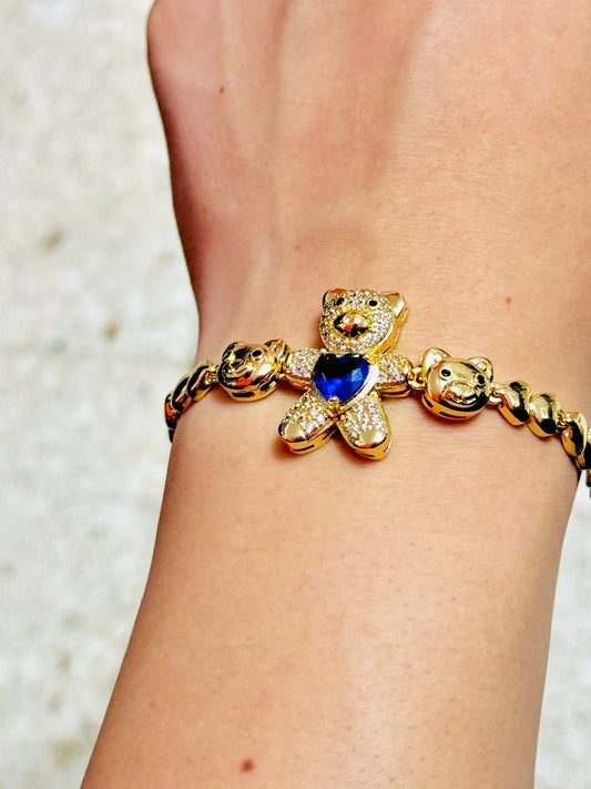 Pulsera con Ositos y Corazón Azul