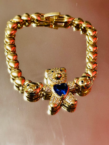 Pulsera con Ositos y Corazón Azul