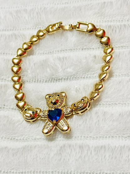 Pulsera con Ositos y Corazón Azul