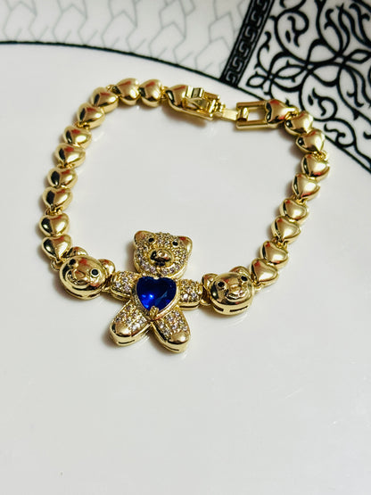 Pulsera con Ositos y Corazón Azul