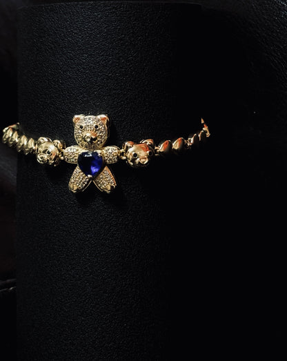 Pulsera con Ositos y Corazón Azul