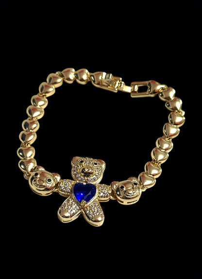 Pulsera con Ositos y Corazón Azul