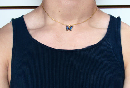 Collar elegante en forma mariposa Azul