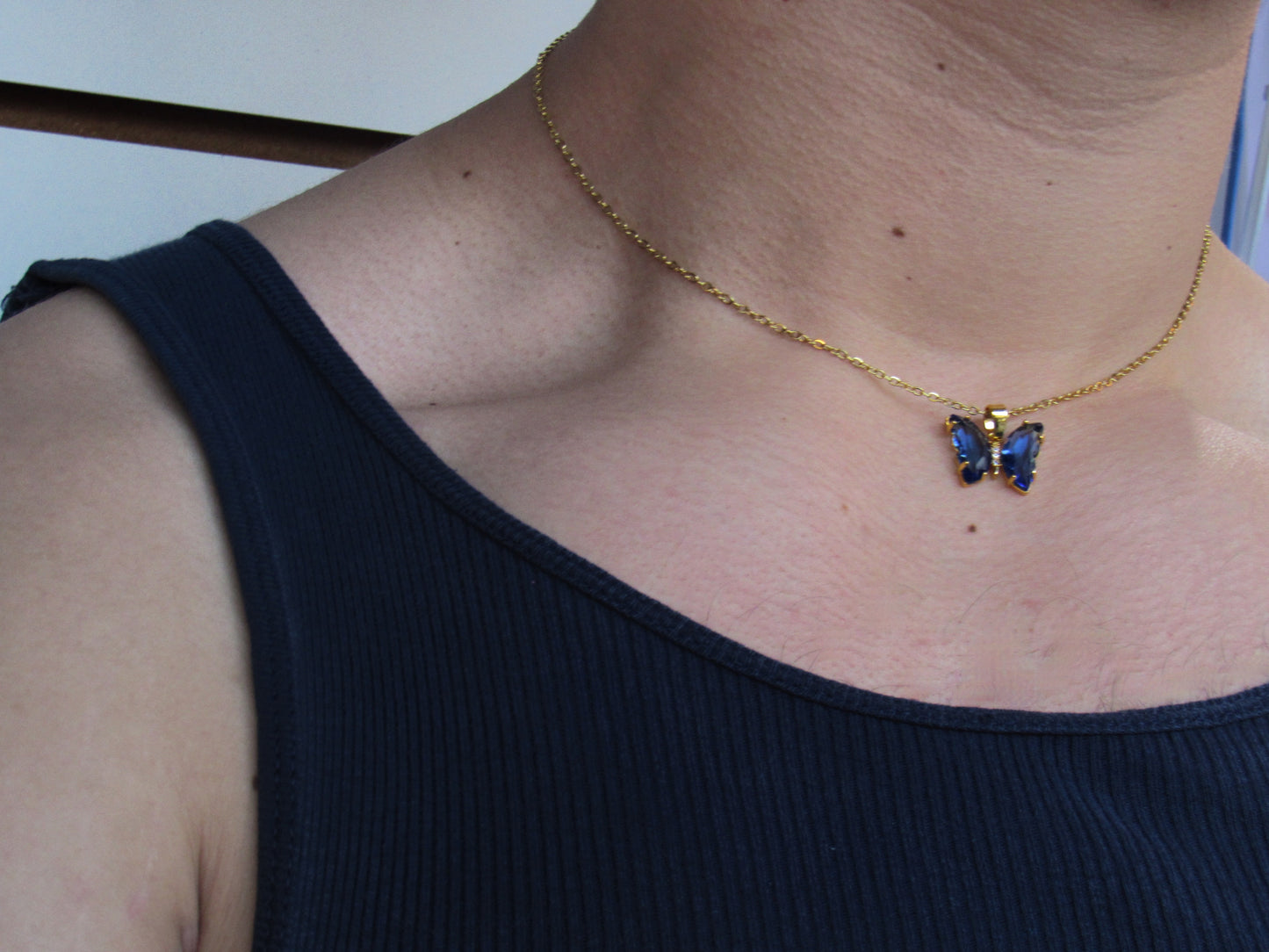 Collar elegante en forma mariposa Azul