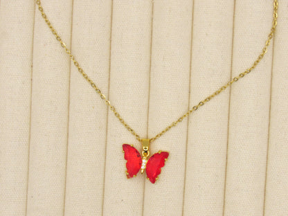 Collar elegante en forma mariposa Rojo